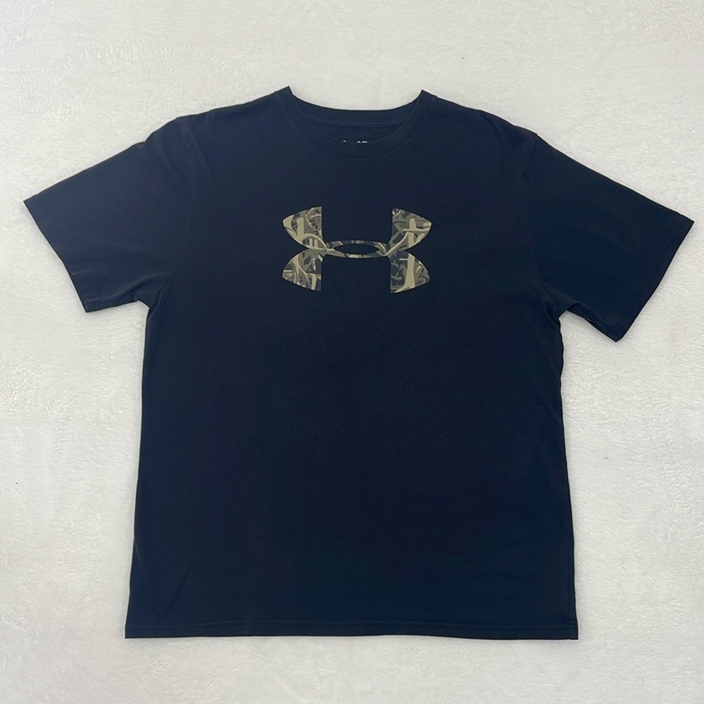 Under Armour Camo Logo Tee Shirt Black, Mens XL